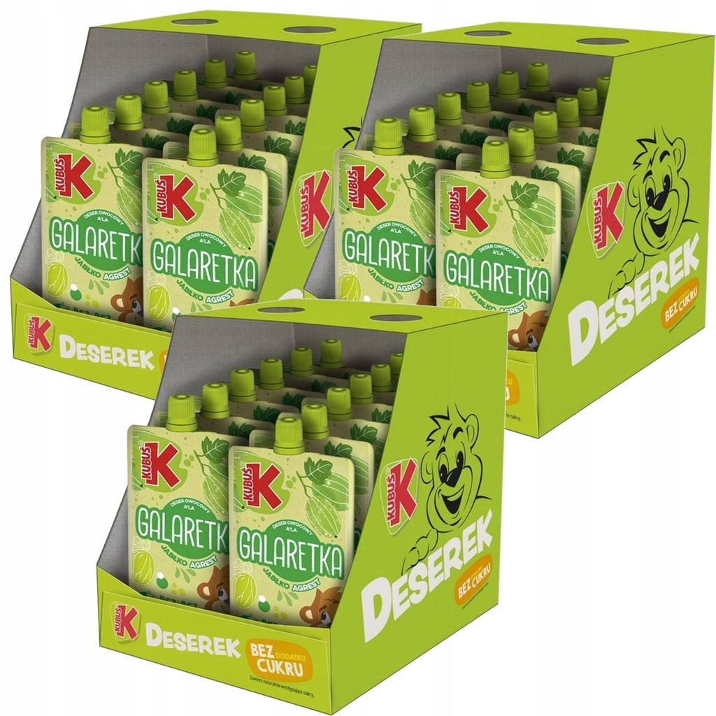 Kubuś deser mus galaretka o smaku Jabłko-agrest 100 g x 36 sztuk