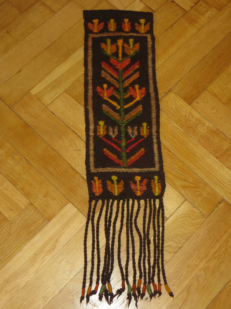 ŁADNY WEŁNIANY BIEŻNIK KILIM Z FRĘDZLAMI