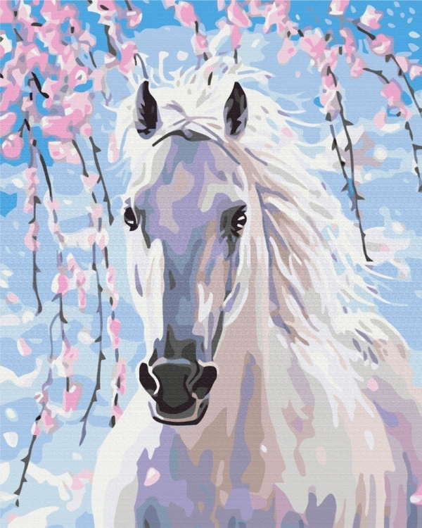 Obraz Paint it! Koń w kwiatach wiśni