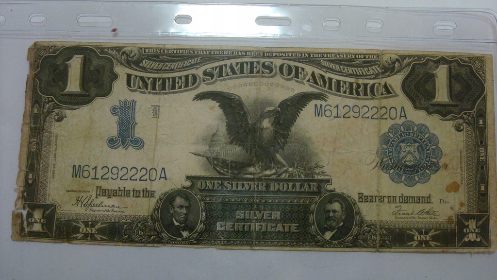 Banknot - USA 1 dolar 1899 silver ceryficate stan 4-