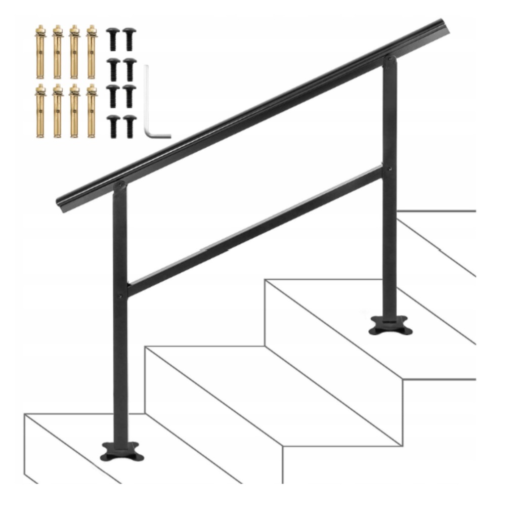 METALOWA BALUSTRADA BARIERKA PORĘCZ SCHODOWA 121x91 cm REGULOWANY KĄT