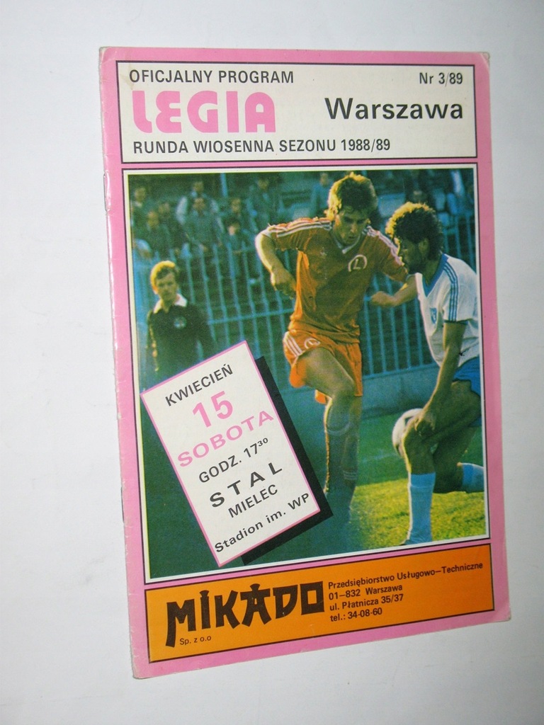 LEGIA WARSZAWA-STAL MIELEC program z 1989 r.
