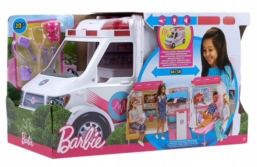 MATTEL Barbie KARETKA MOBILNA Klinika 2w1 FRM19