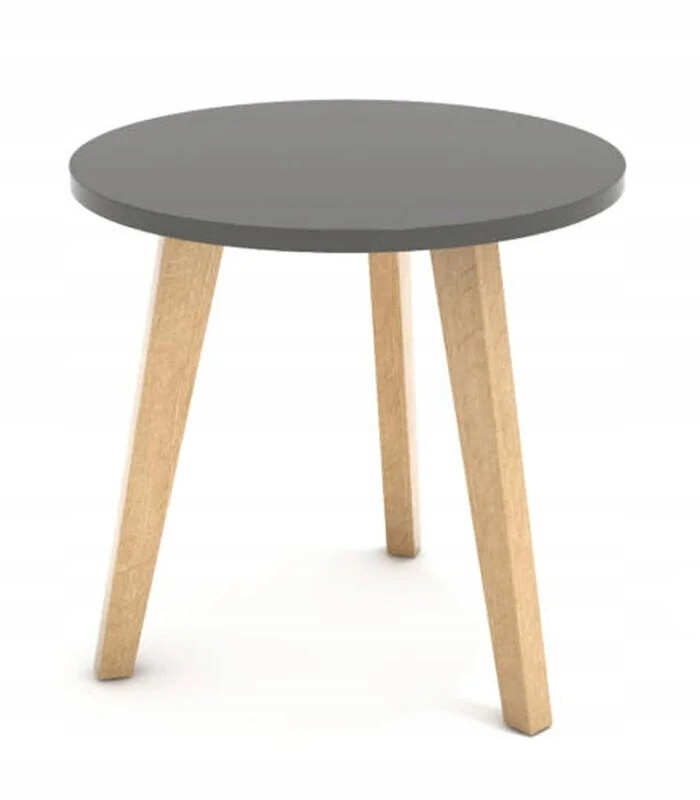STOLIK KAWOWY DREWNIANY OKRĄGŁY 40 CM TRÓJNÓG STYL SKANDYNAWSKI CZARNY