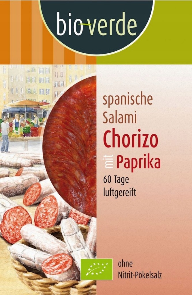 SALAMI CHORIZO Z PAPRYKĄ PLASTRY BIO 80 g - BIO VE