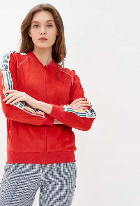 BENETTON BLUZA bomber suede 40 red