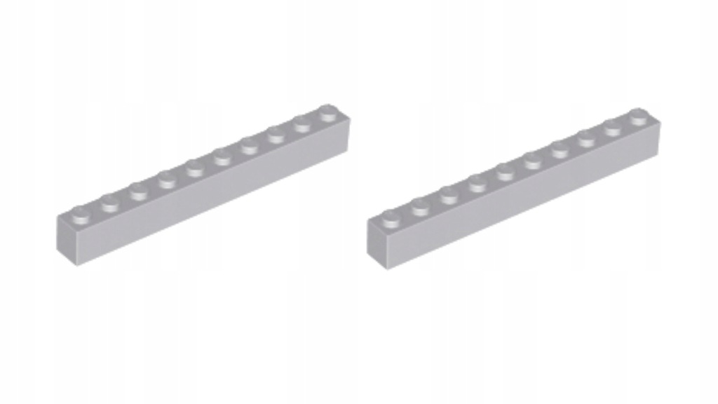 LEGO 6111 brick cegła 1x10 Light Bluish Gray 2 szt. NOWE
