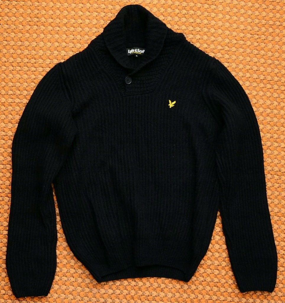 Lyle&Scott, męski czarny sweter, wełna, Roz. L