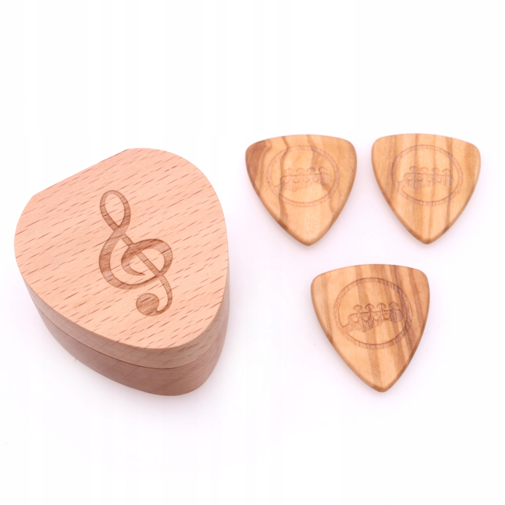 3 sztuki kostki do gitary z drewnianym pudełkiem