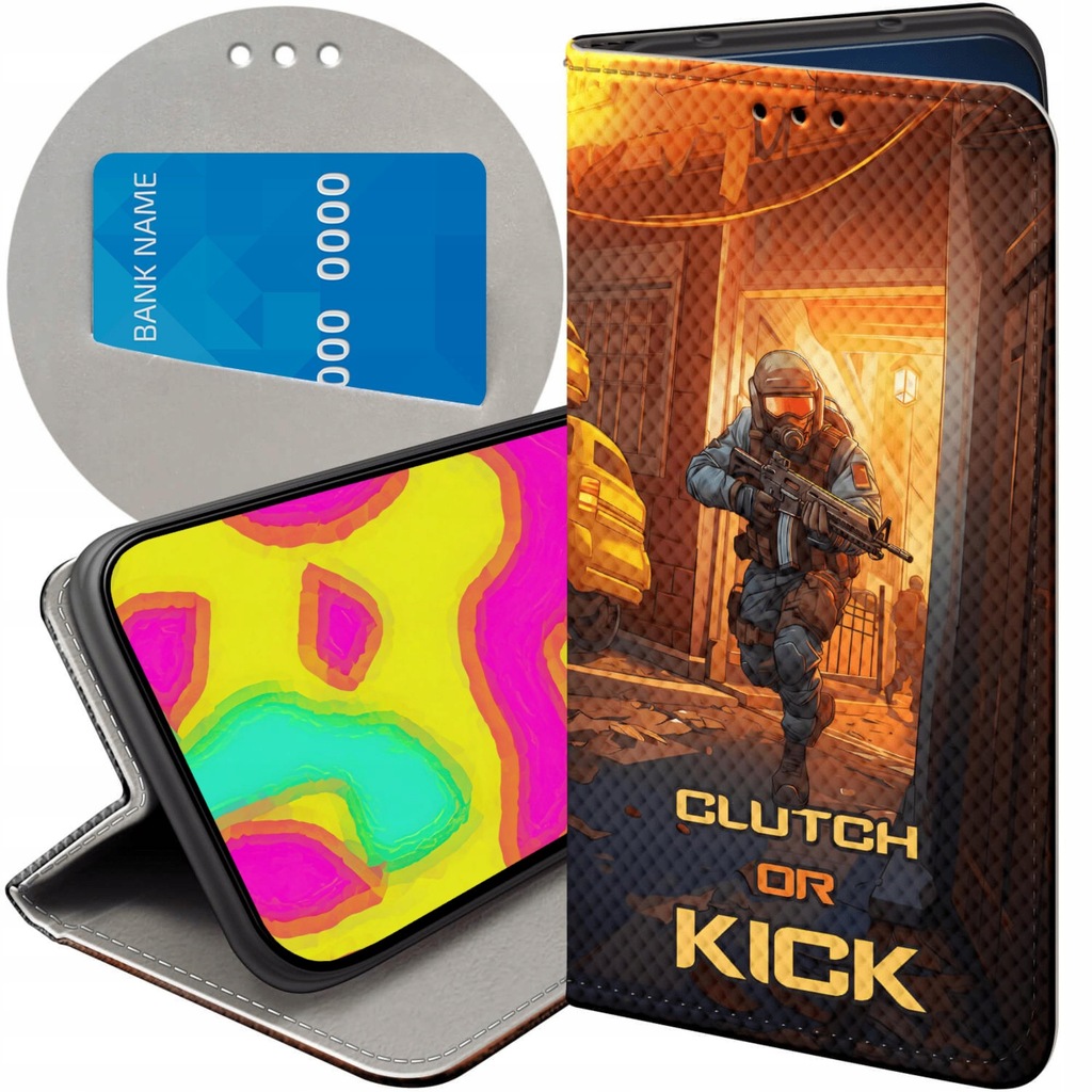 ETUI Z KLAPKĄ DO MOTOROLA MOTO E7 POWER WZORY CS GO COUNTER-STRIKE FUTERAŁ