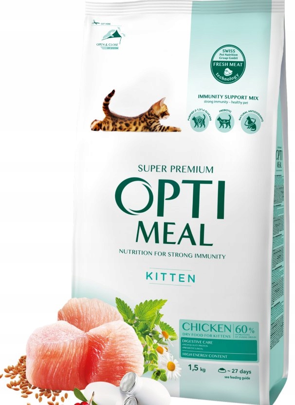 OPTIMEAL | Karma sucha dla kotów Kitten | Kurczak 1,5kg