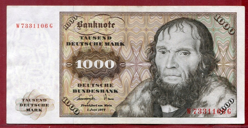 1000 DM Marek Niemieckich,1977, stan III UNIKAT !