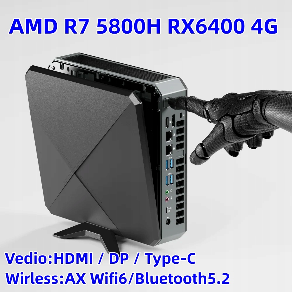 AMD Ryzen Mini Gaming PC R7-5800H RX6400 4G Dedicated Graphic DDR4 M.2