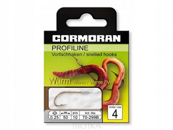 Haczyki Cormoran z przyponem - Worm BR - 0,22mm ro