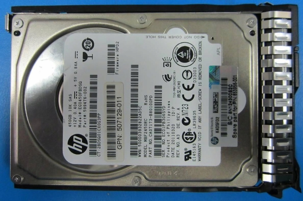 Hewlett Packard Enterprise 450Gb 6G SAS HDD 10K 2.