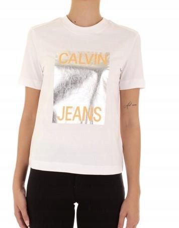 Q5F102*CALVIN KLEIN T-SHIRT DAMSKI BIAŁY M S01