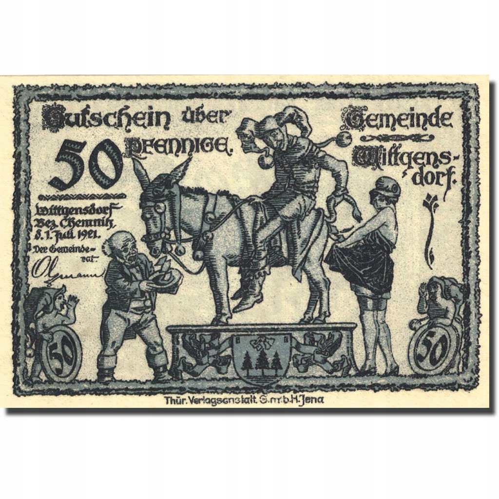 Banknot, Niemcy, Wittgensdorf, 50 Pfennig, personn