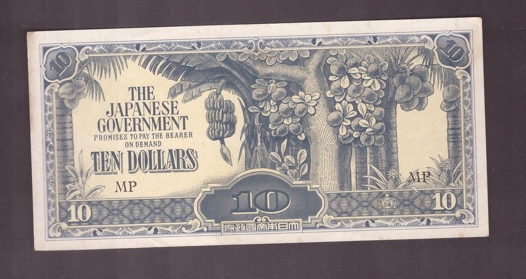 Japonia - Okupacja Malaya - banknot - 10 Dollar 1942 rok