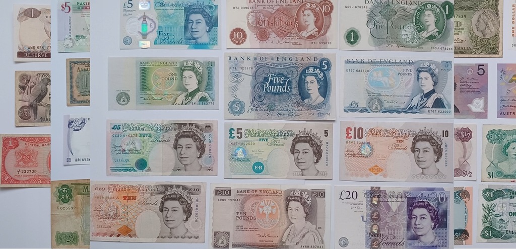 Zestaw Banknotów Elżbieta II - Cały Świat 107 szt