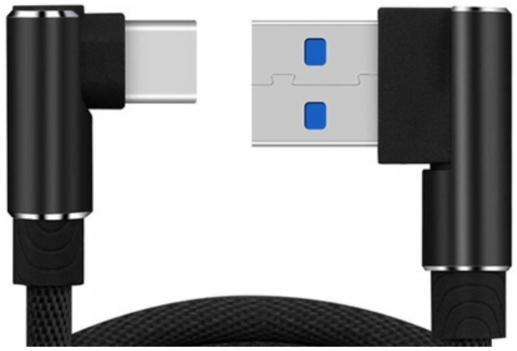 KABEL USB-C KĄTOWY USB-A C WZMACNIANY PRZEWÓD DO TELEFONU ŁADOWARKI TYP C