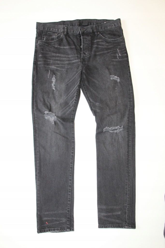 H&M*CZARNE MĘSKIE JEANSY RURKI DZIURY*33/32