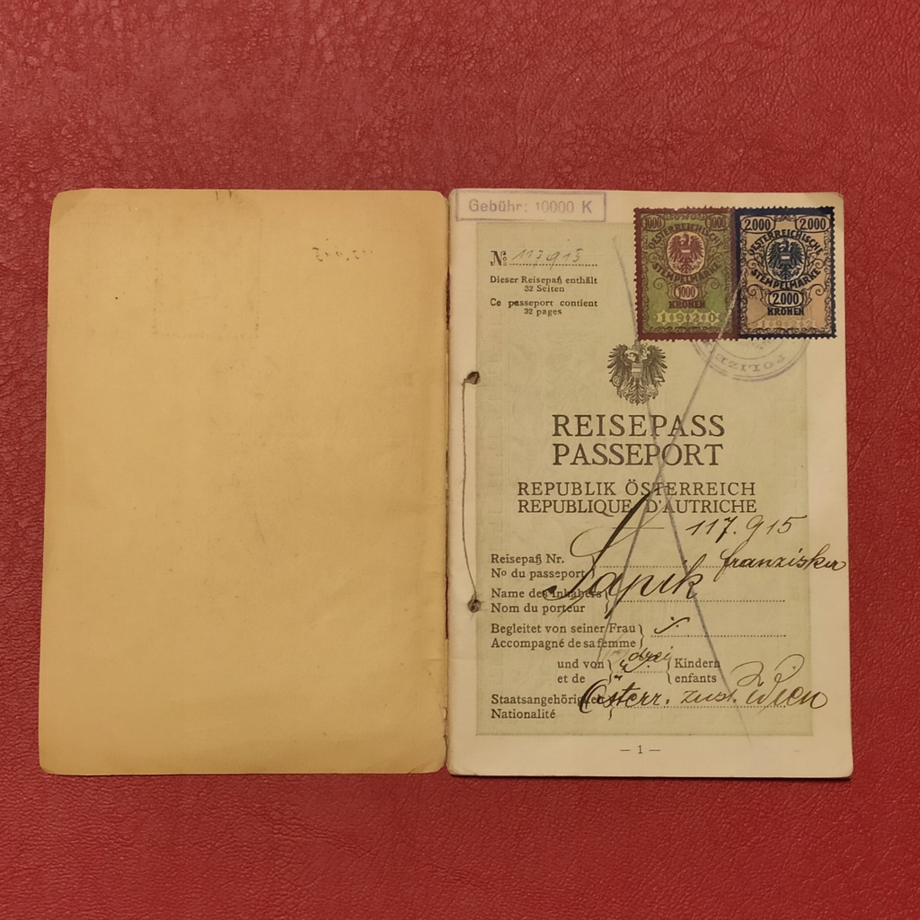 Paszport Osterreich 1915 rok
