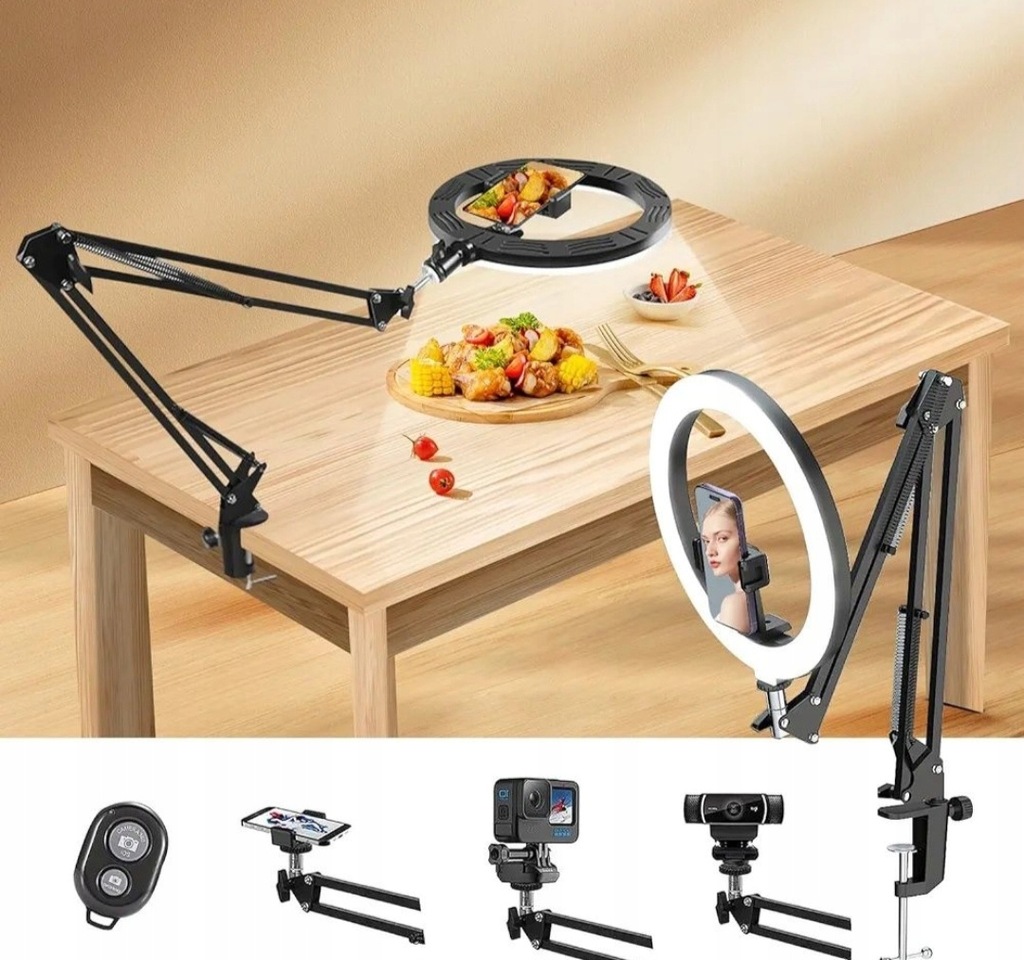 Lampa pierścieniowa led ze statywem i uchwytem na telefon Lampa do zdjęć