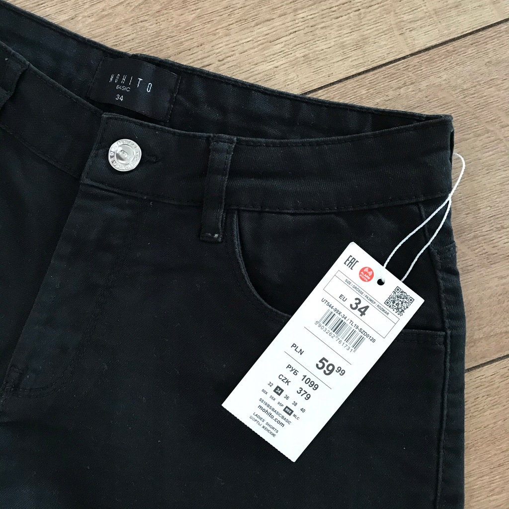 mohito szorty jeansowe black 34 XS