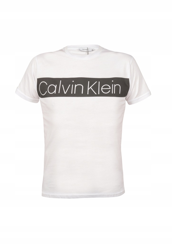 CALVIN KLEIN T-shirt MĘSKI BIAŁY CK pasek logo M