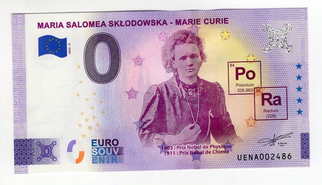 Francja, 0 euro 2023-9 Maria Salomea Skłodowska