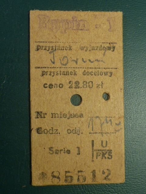 Bilet PKS,Rypin-Toruń,1960r.