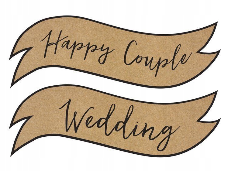 Tabliczki z napisami,kraft, Happy Couple/Wedding