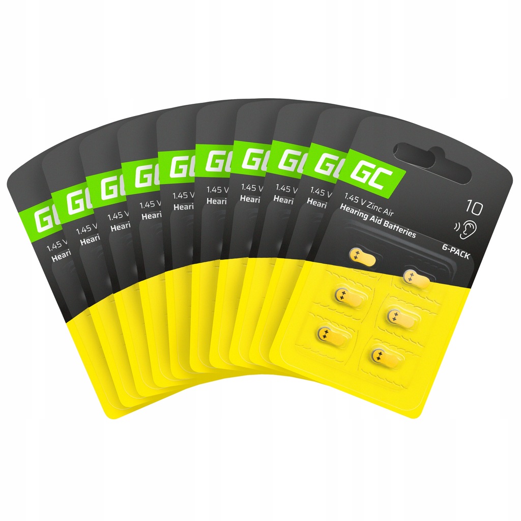 60x Bateria Green Cell P10 do Aparatu Słuchowego