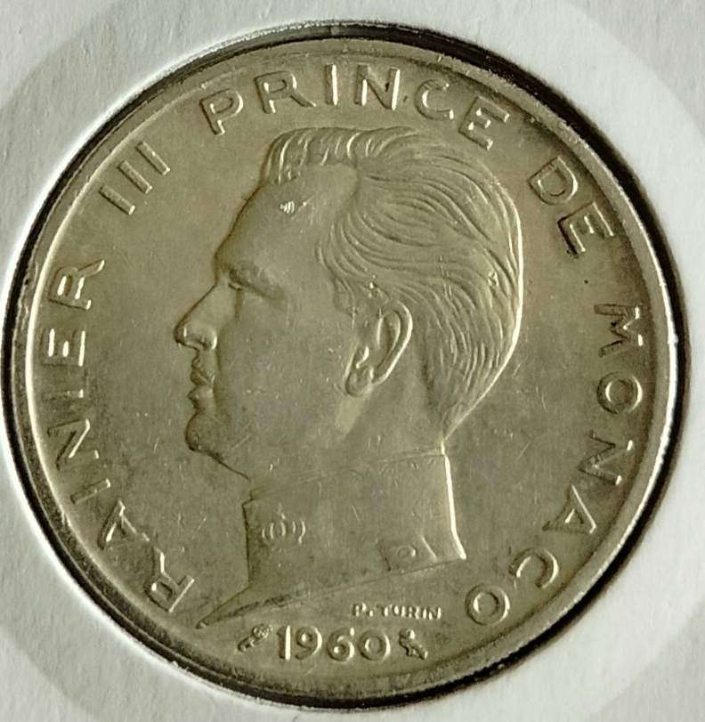 Monaco 5 franków 1960 srebro ładna
