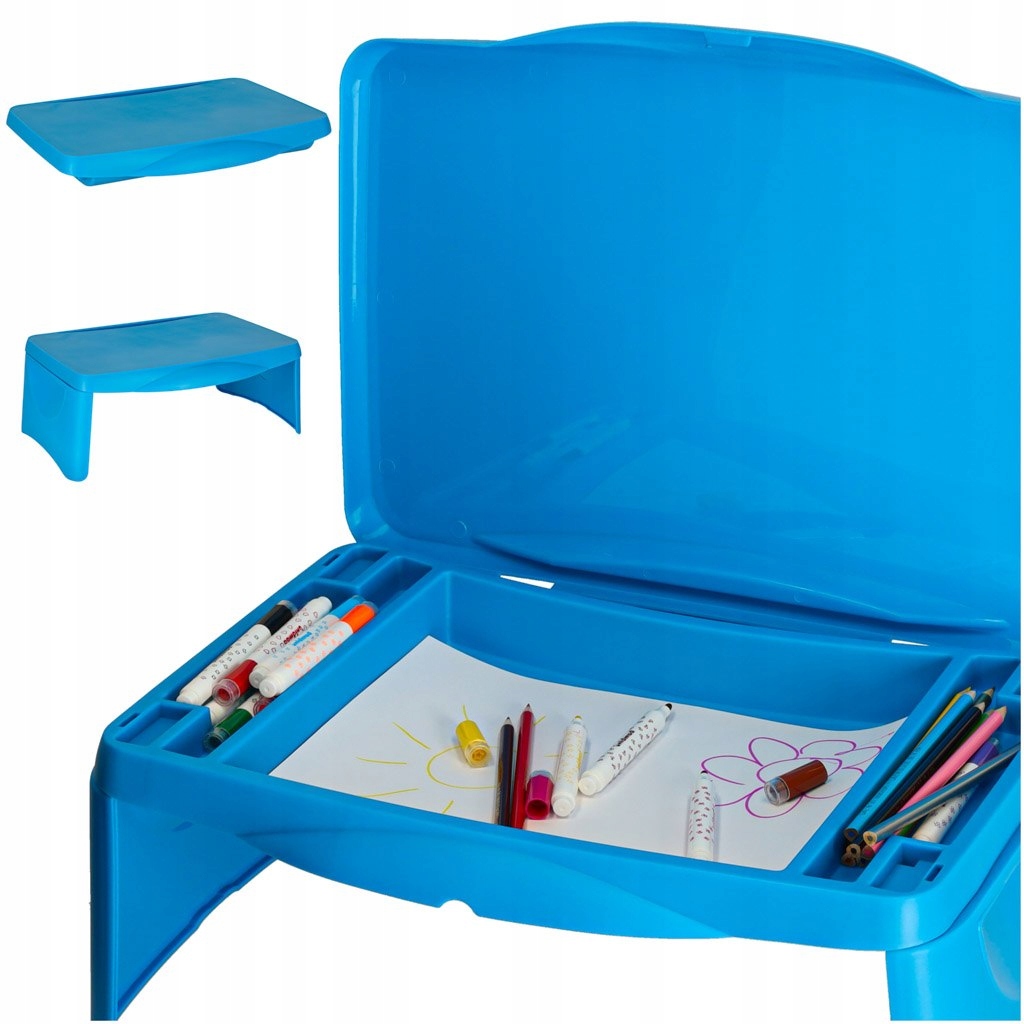 STOLIK SAMOCHODOWY DLA DZIECI ZE SCHOWKIEM NIEBIESKI