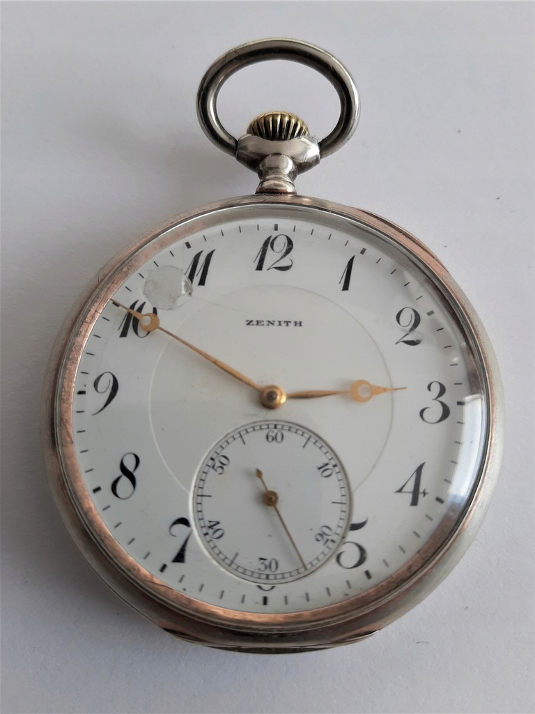 Srebrny zegarek kieszonkowy m. ZENITH z 1917r.