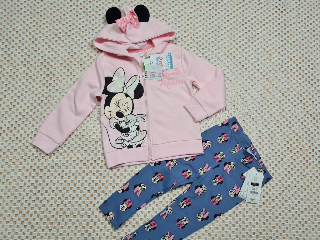 DISNEY NOWA piękna bluza z Minie i leginsy r.92