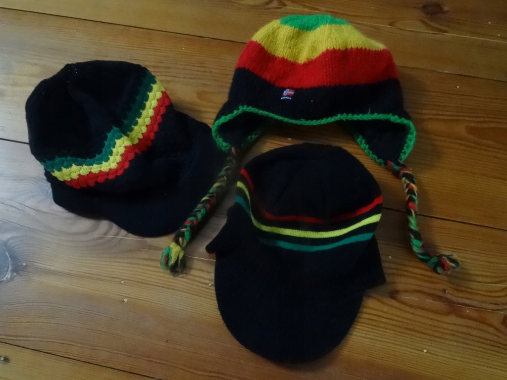 Czapka Reggae rasta trzy sztuki zimowe