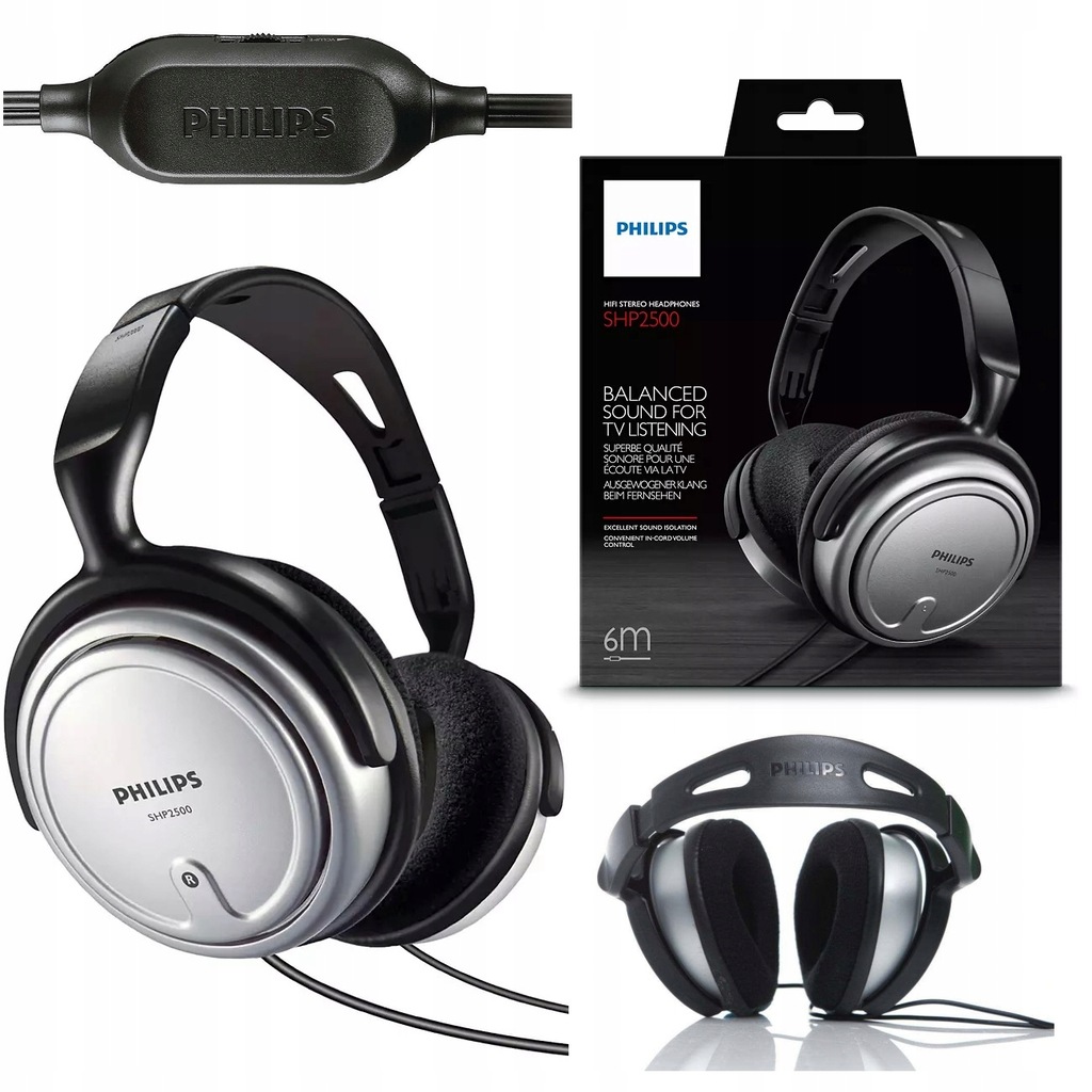 Philips SHP2500/10 Headphones With Volume Control One Size Black