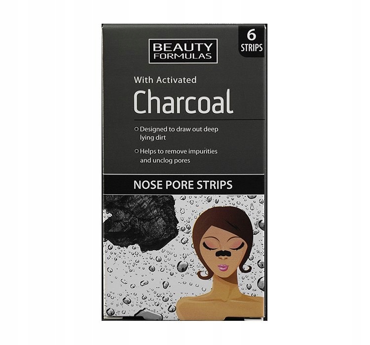 Beauty Formulas Charcoal Nose Pore Strips oczyszczające paski na nos z akty