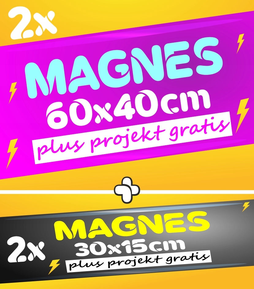 MAGNES na samochód REKLAMA 2x 60x40 + 2x 30x15