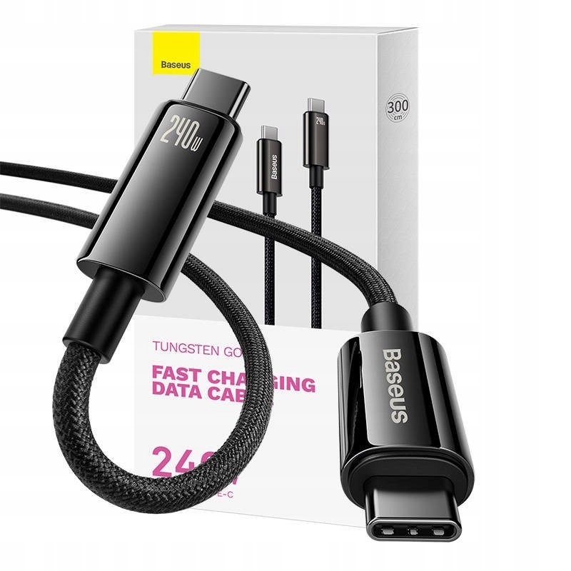 Kabel USB-C do USB-C Baseus Tungsten Gold 240W 3m (czarny)