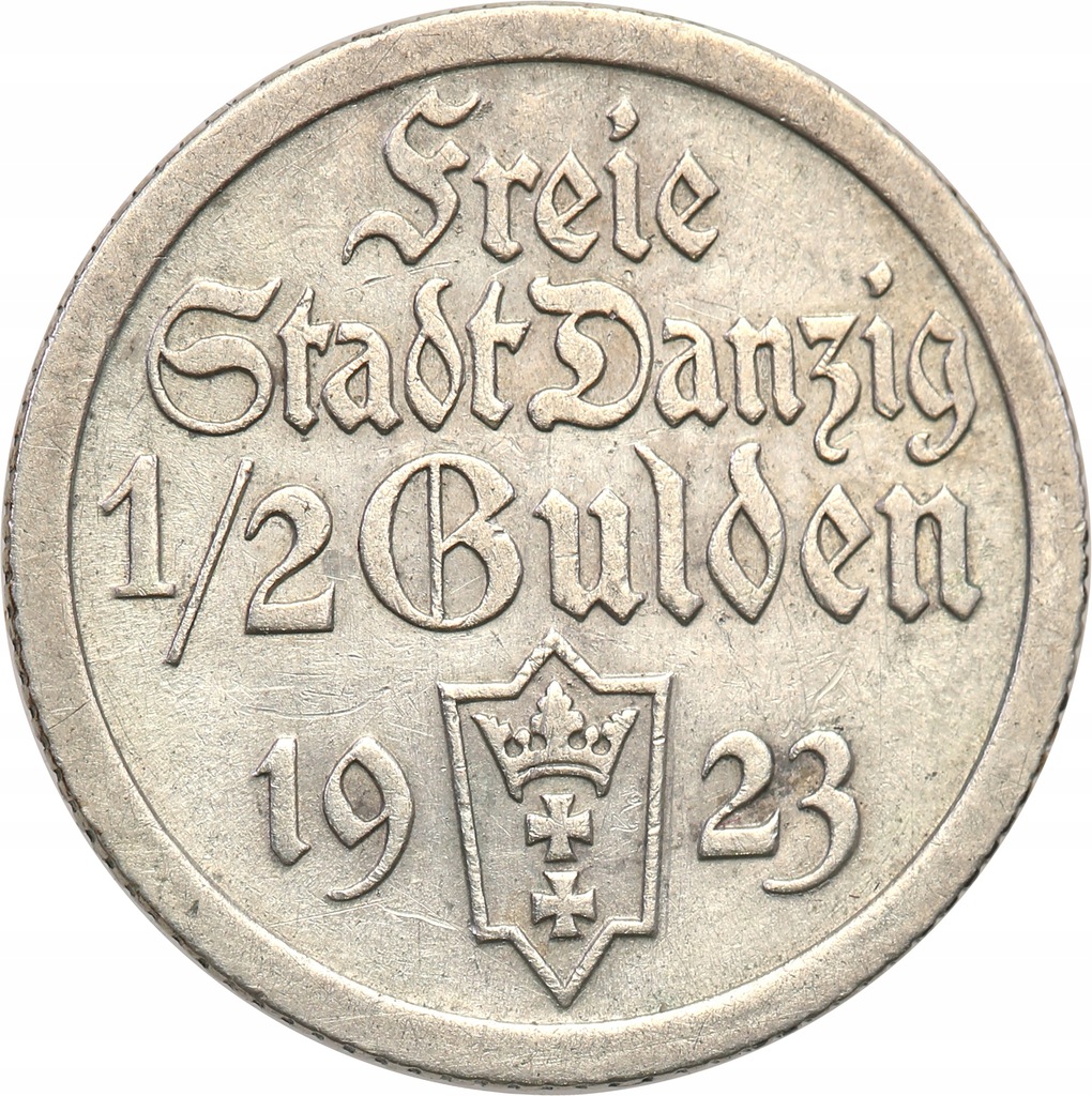 Wolne Miasto Gdańsk / Danzig 1/2 Guldena 1923 st3+