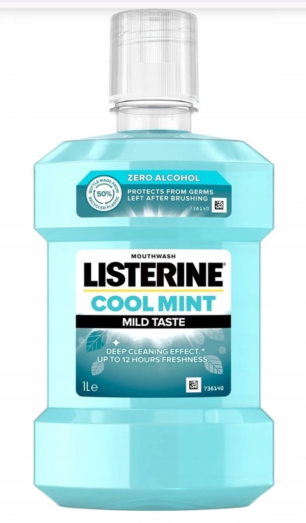 LISTERINE Cool Mint - płyn do płukania jamy ustnej , Łagodny Smak , 1000ml
