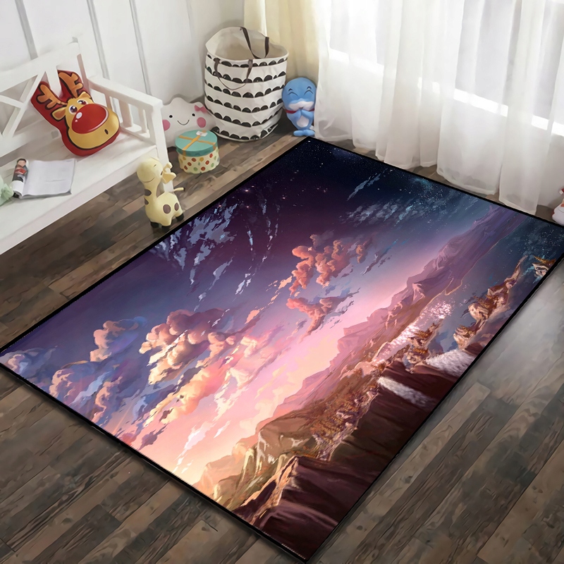 Japanese anime illustrations, scenery carpets, bedrooms, bedside balconies