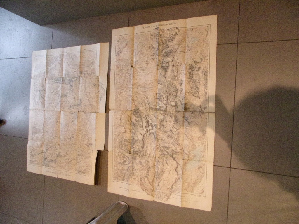 2 olbrzymie mapy ALPY ok. 100 cm x 60 cm 1908 1913