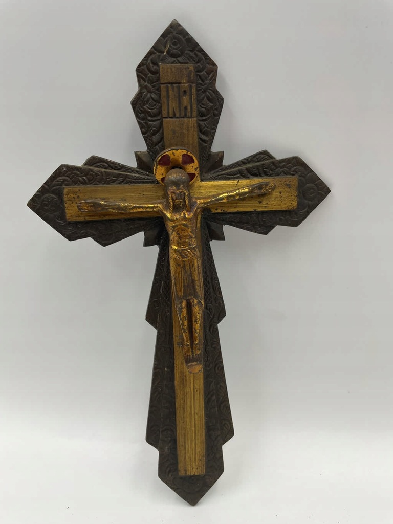 Krucyfiks Krzyż Art Deco brąz ok. 1920 r.
