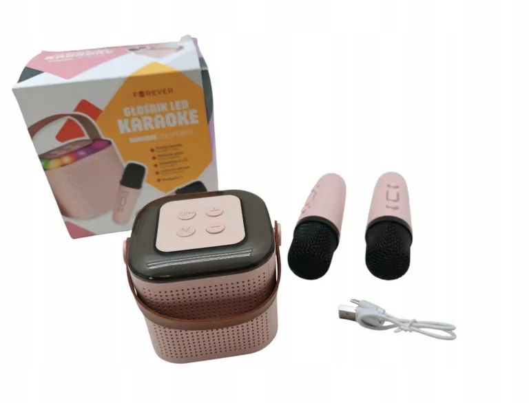 GŁOŚNIK LED KARAOKE FOREVER Y1-2 2 RÓZOWE