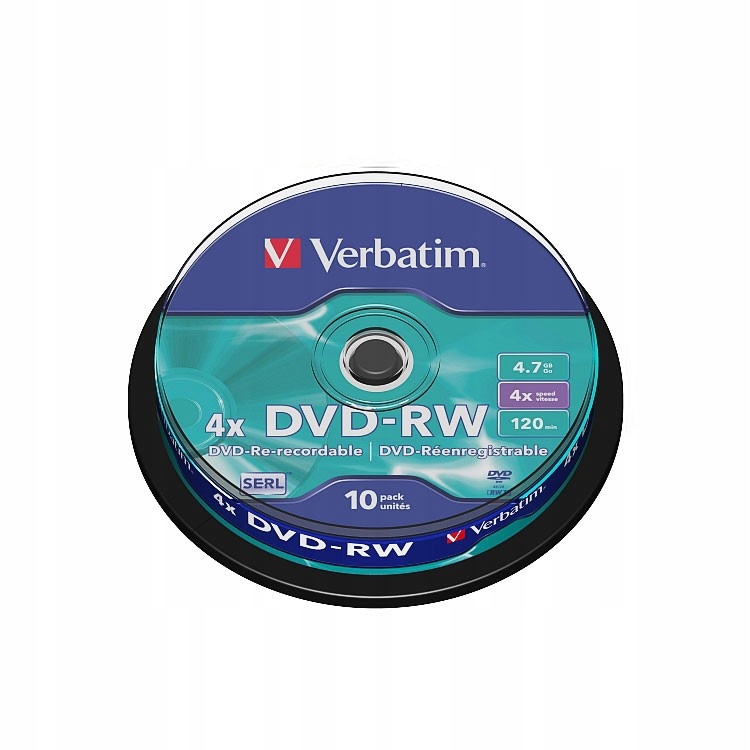 Płyty DVD-RW Verbatim 4,7 GB x4 cakebox 10 sztuk