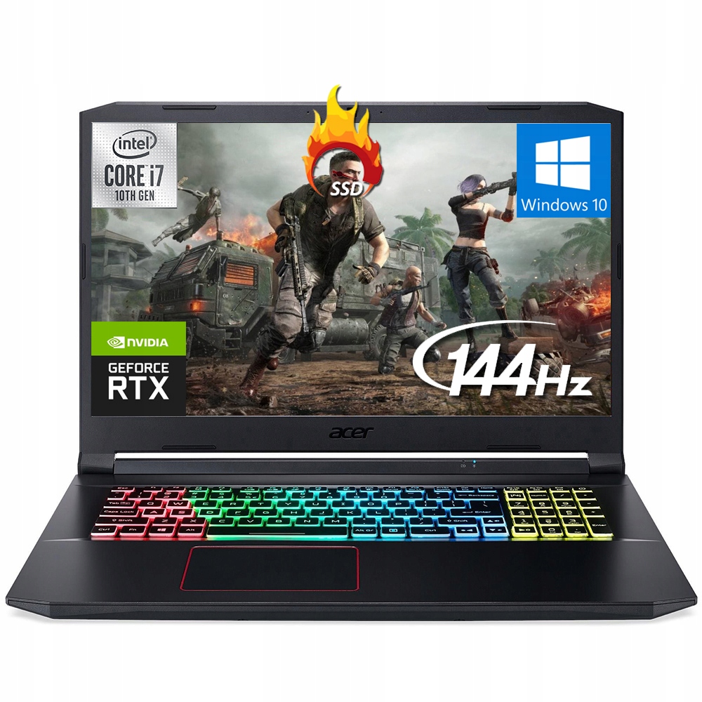 Acer Nitro 5 i7 17' 144Hz 32GB SSD1000 RTX3060 W10
